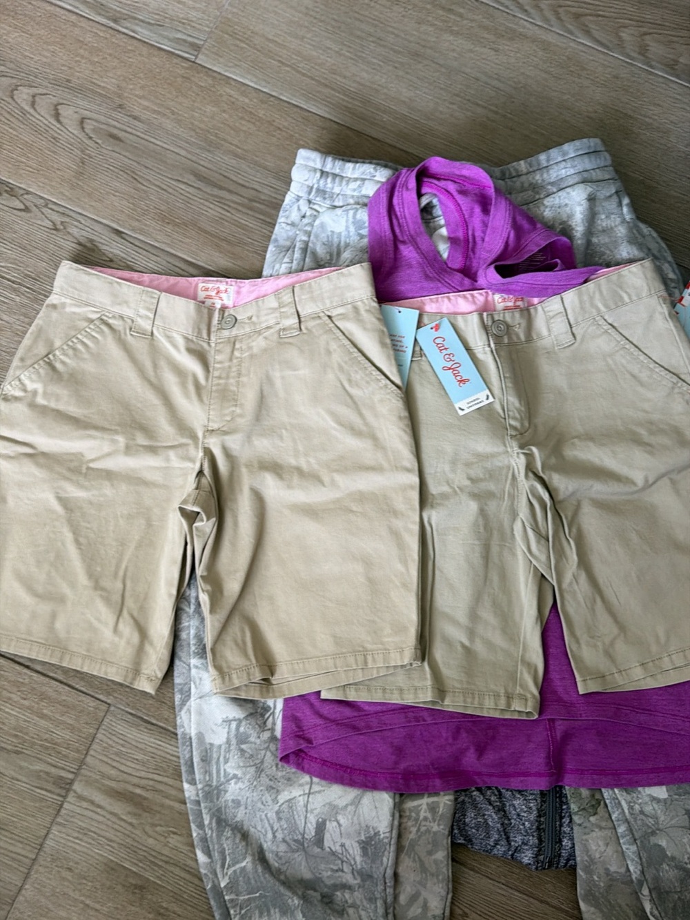 Cat & Jack Beige Girls Size 12 School Bermuda Shorts - Two Pair